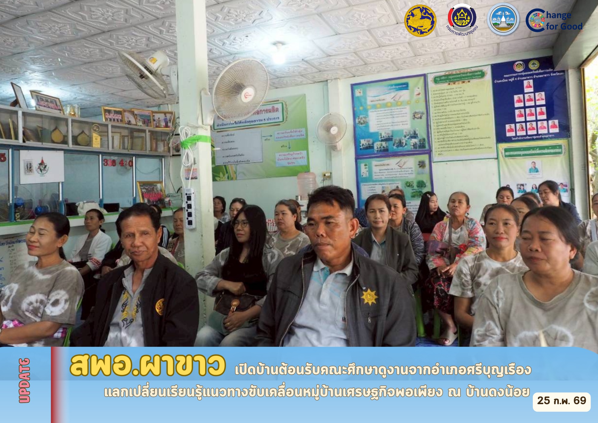 สพอ.ผาขาว เปิดบ้านต้อนรับคณะศึกษาดูงานจากอำเภอศรีบุญเรือง แลกเปลี่ยนเรียนรู้แนวทางขับเคลื่อนหมู่บ้านเศรษฐกิจพอเพียง ณ บ้านดงน้อย 