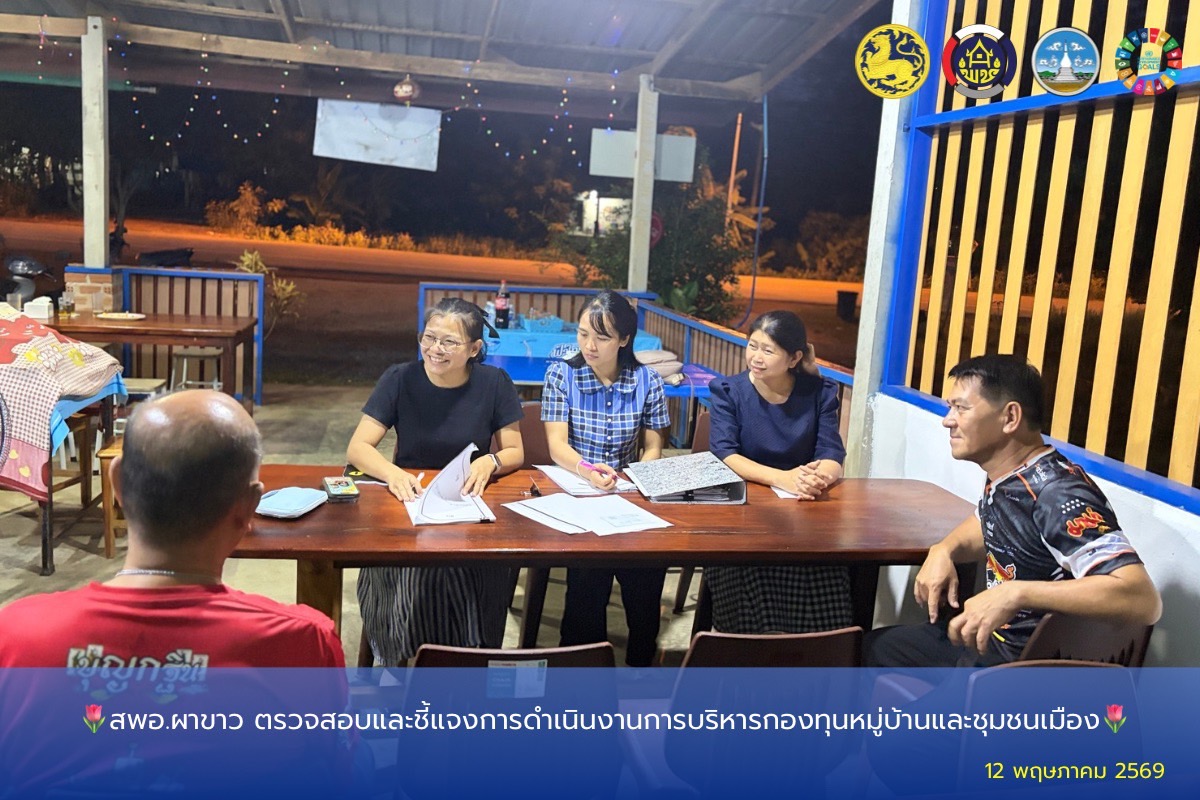 🌷สพอ.ผาขาว ตรวจสอบและชี้แจงการดำเนินงานการบริหารกองทุนหมู่บ้านและชุมชนเมือง🌷