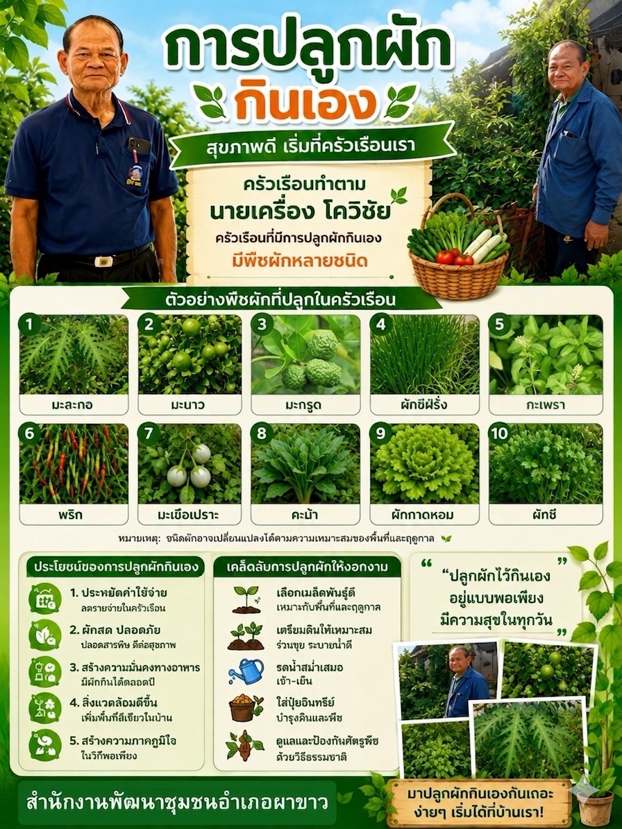 🌱สุขภาพดี เริ่มที่ครัวเรือนเรา ครัวเรือนทำตาม น้อมนำแนวพระราชดำริด้านความมั่นคงทางอาหารของสมเด็จพระกนิษฐาธิราชเจ้า ฯ ด้วยการปลูกผักสวนครัว 🌱