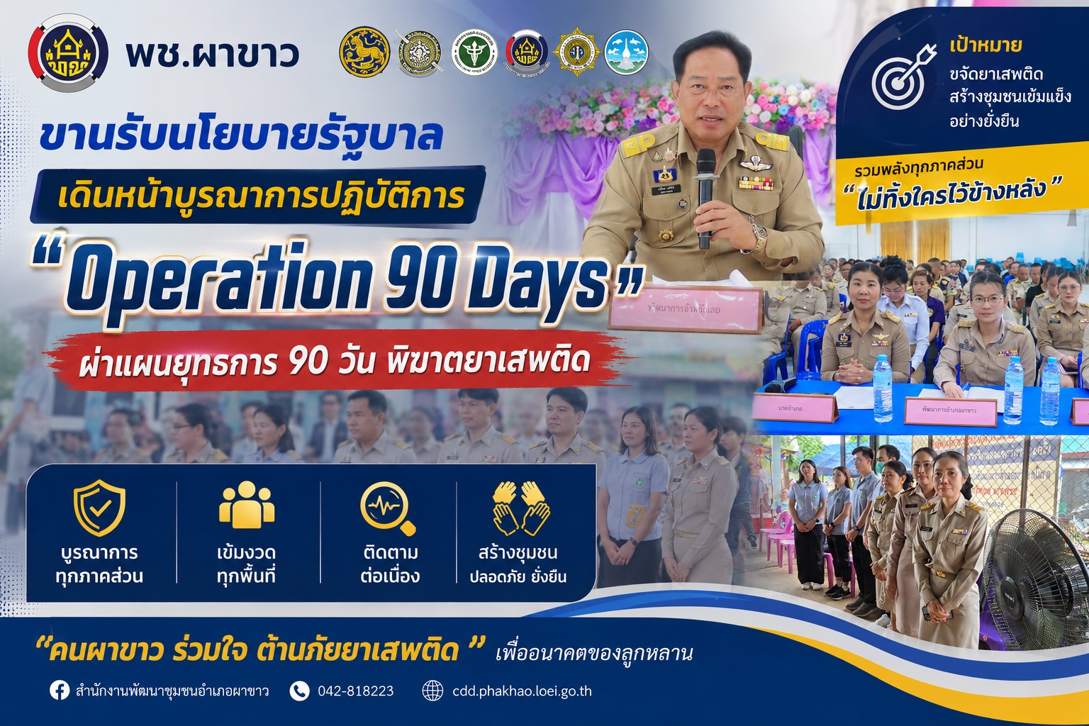 📢 พช.ผาขาว ขานรับนโยบายรัฐบาล เดินหน้าบูรณาการปฏิบัติการ “Operation 90 Days” ผ่าแผนยุทธการ 90 วัน พิฆาตยาเสพติด