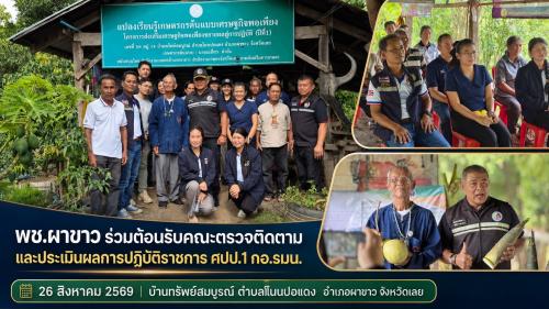   ⛳️ พช.ผาขาว ให้การต้อนรับคณะตรวจติดตามและประเมินผลการปฏิบัติราชการ ศปป.1 กอ.รมน.