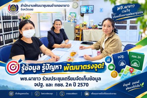      🎯 รู้ข้อมูล รู้ปัญหา พัฒนาตรงจุด! พช.ผาขาว ร่วมประชุมเตรียมจัดเก็บข้อมูล จปฐ. และ กชช. 2ค ปี 2570